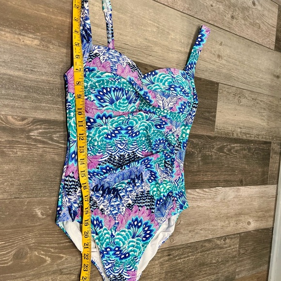 Bond Eye Australia SwimSuit Sorento Twist Front One Piece Blue Green 8 DD - Picture 3 of 9